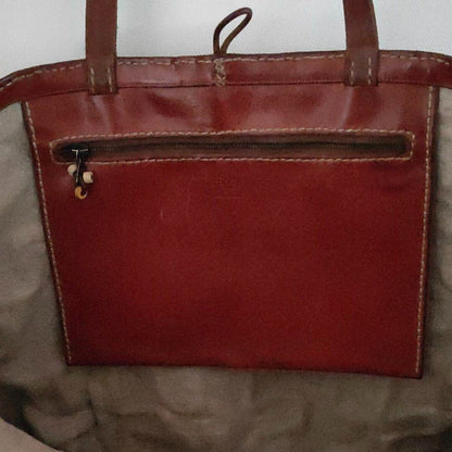 Used Henry Cuir Puzzle Tote Bag Hand Bag Leather Brown Color Very Rare JAPAN