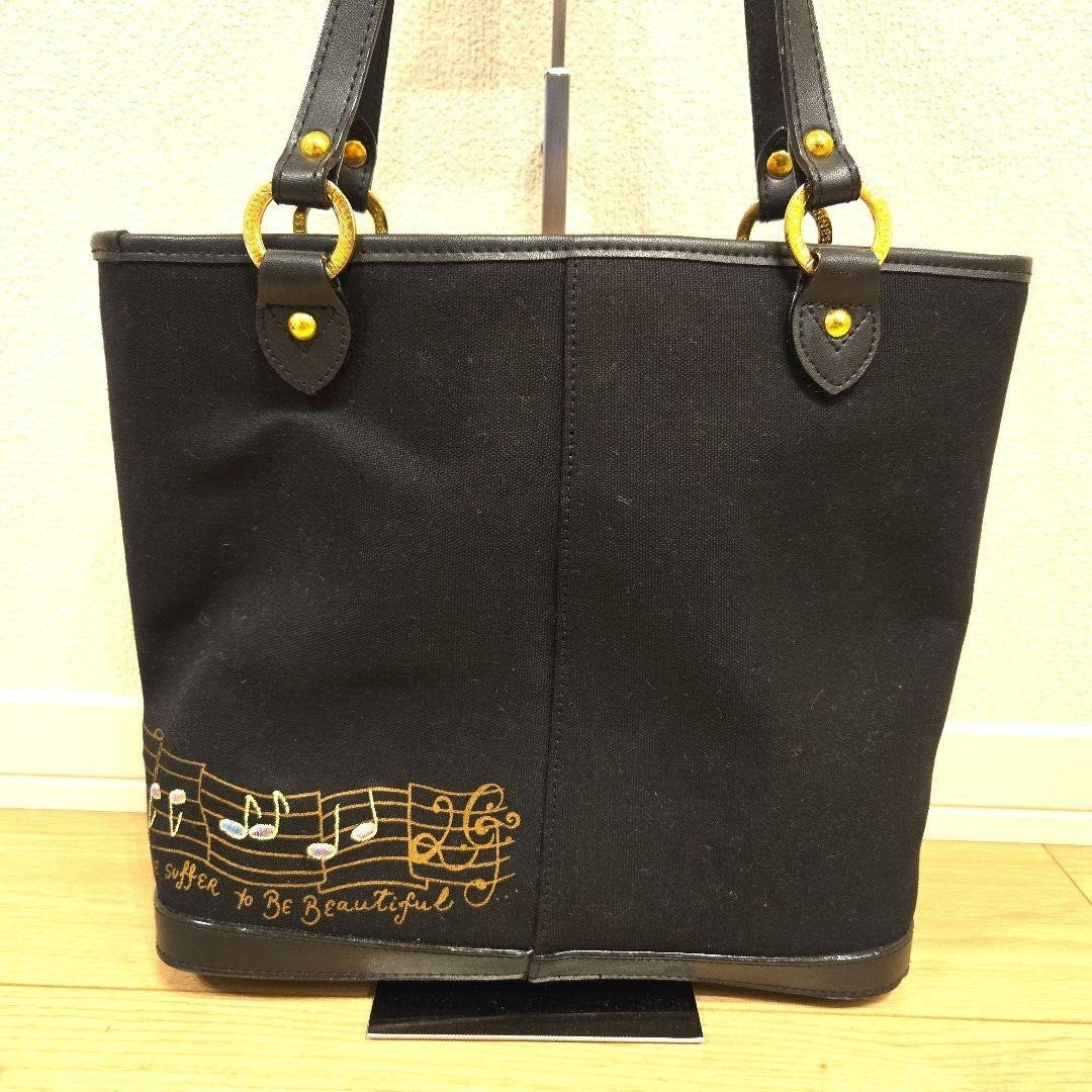 Rare Lulu Guinness Music Score Design Tote Bag (Black)