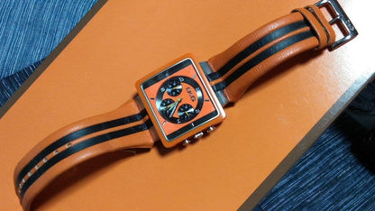 Dolce Gabbana Watch Chronograph Quartz Analog Orange Leather Strap for Men