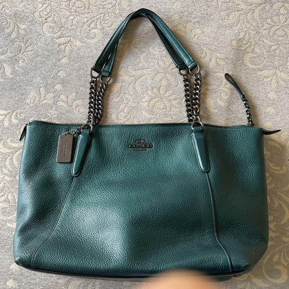COACH green leather business bag