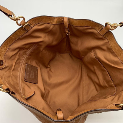 COACH Brown Leather Tote Bag 2Way Shoulder Large Authentic Women's Handbag