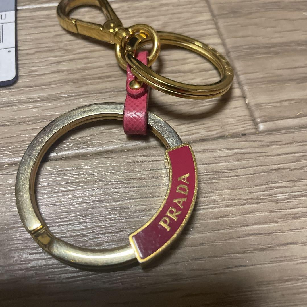 PRADA Authentic Keychain Key Ring Key Chain Bag Charm Saffiriano Metal Leather
