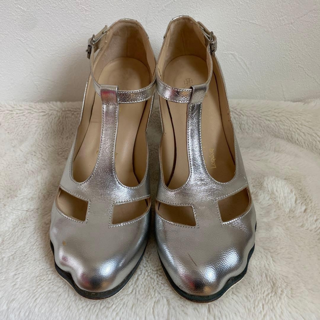 Vivienne Westwood T-Bar Animal Toe Shoes Silver Leather Iconic Used JAPAN