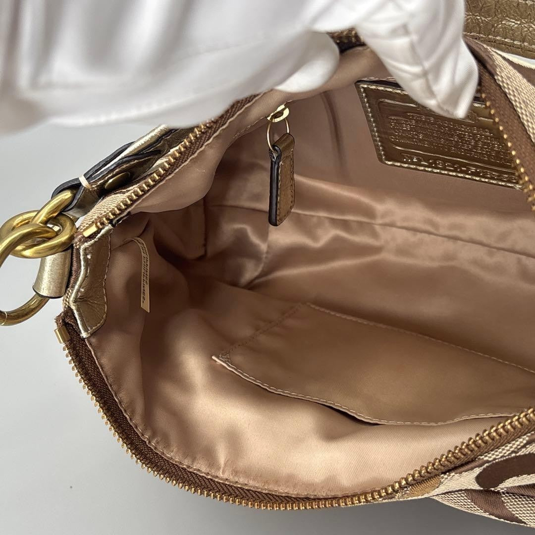 COACH Handbag Signature Turn Lock Brown Y2K Vintage Auth From Japan