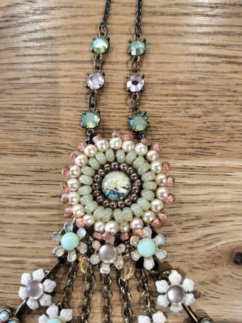 Michael Negrin Necklace Pink Green Flower