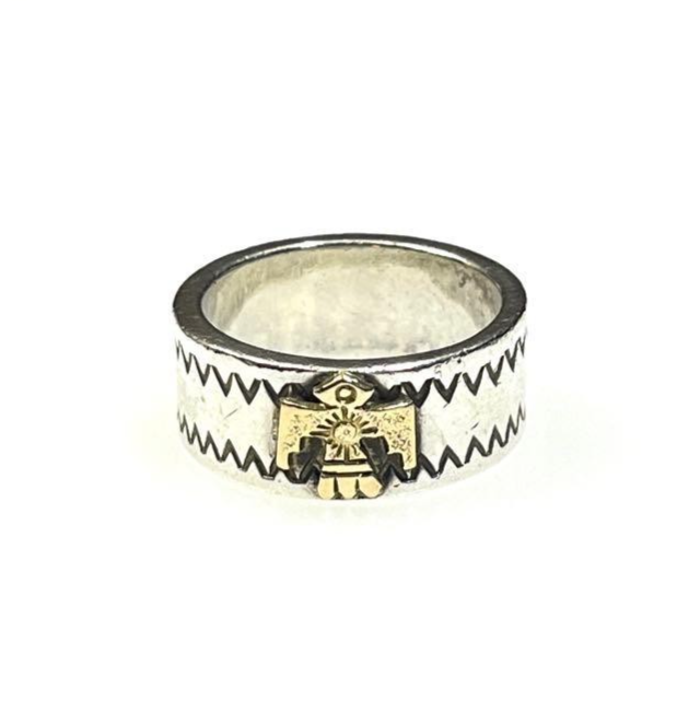 Arizona Freedom Ring, Thunderbird Motif, 18k Gold, Sterling Silver 925