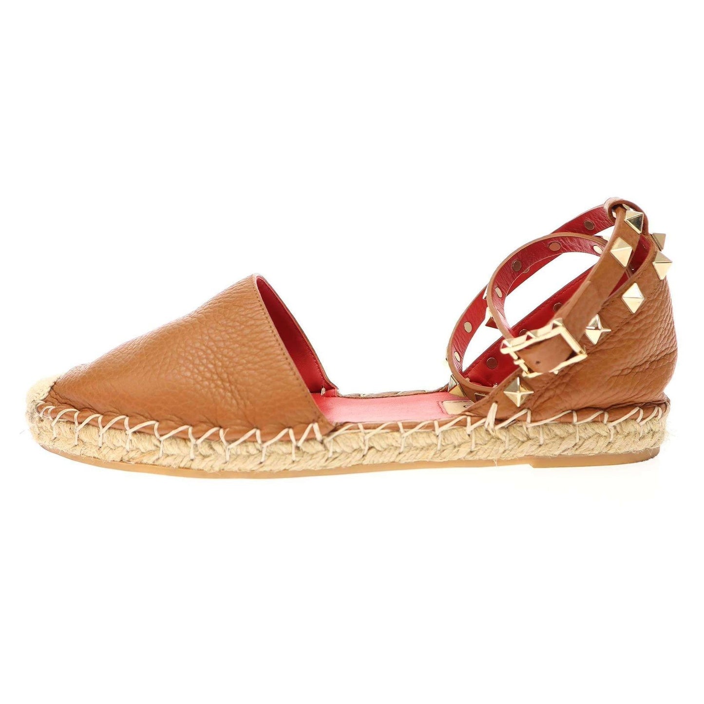 Authentic VALENTINO Garavani Ankle Studded Espadrille Sandals Brown Size 36 Used