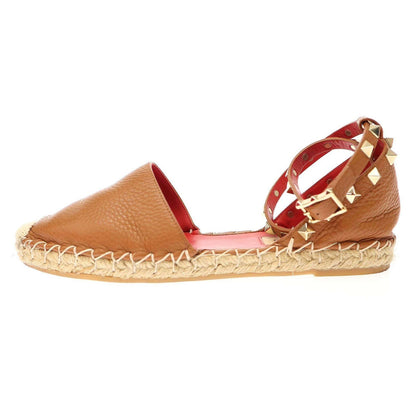 Authentic VALENTINO Garavani Ankle Studded Espadrille Sandals Brown Size 36 Used