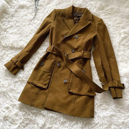 Brooks Brothers Women M Dark Brown Trench Coat M Women'S All Over Lining Pattern