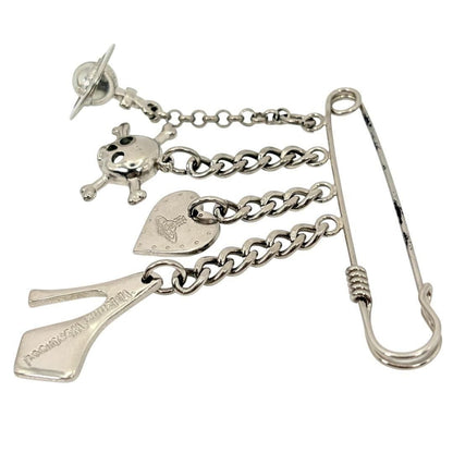 VIVIENNE WESTWOOD Silver Orb Safety Pin Brooch Rare Designer Charm