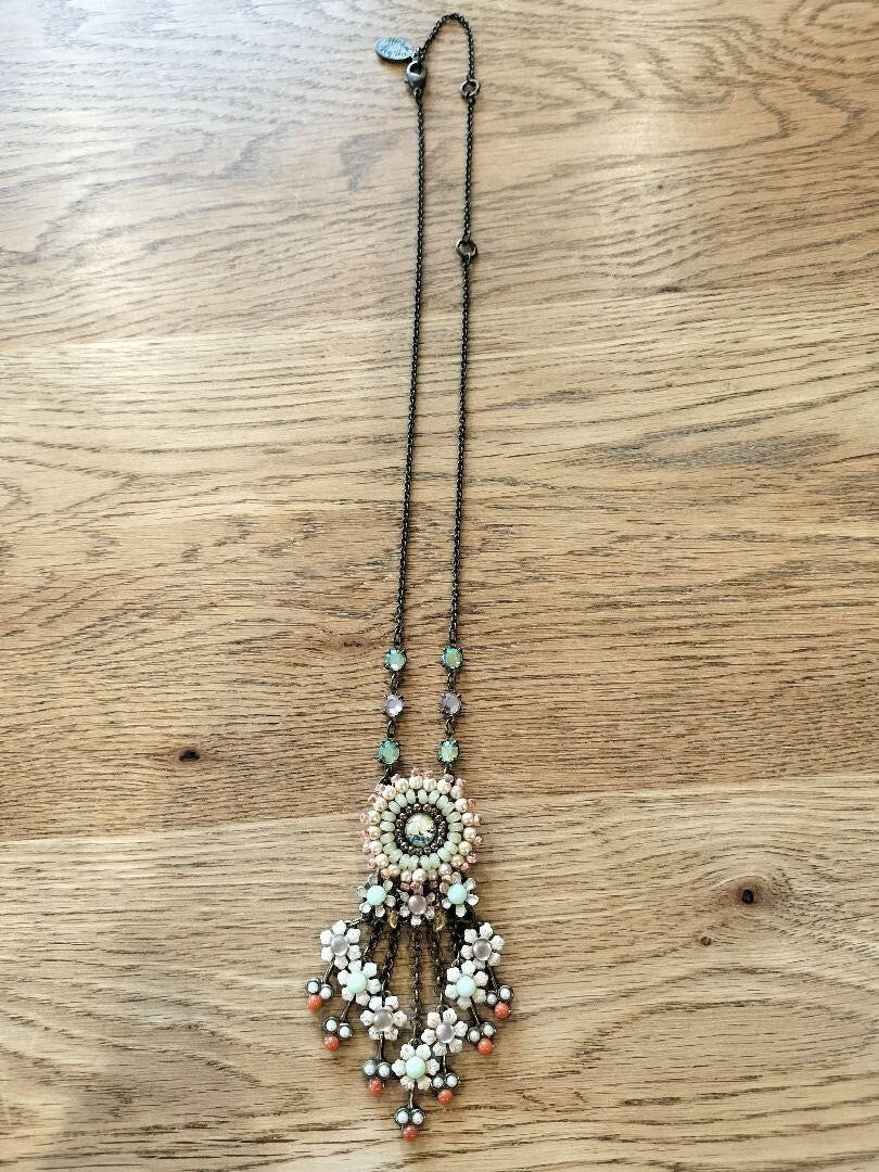 Michael Negrin Necklace Pink Green Flower