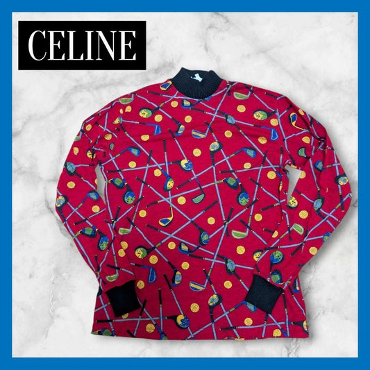 Auth CELINE Phoebe Philo Era Golf Pattern Knit Women's Size 40 Rare vintage