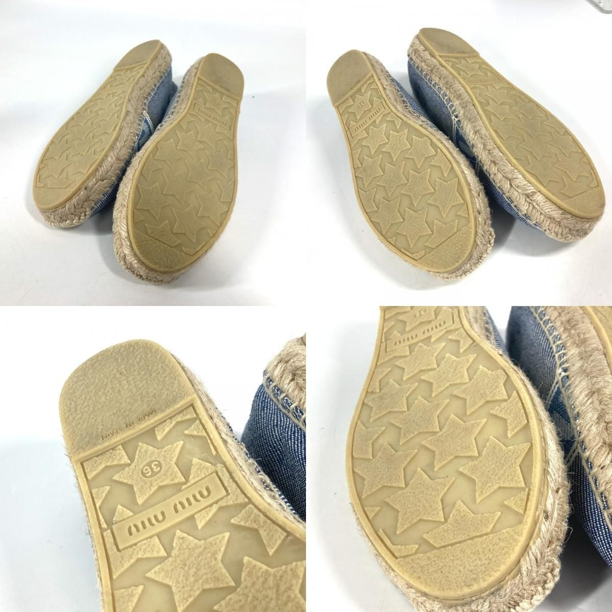 MIUMIU logo Shoes Slip-on Flats Espadrille cotton blue/White