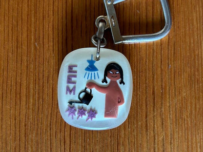 RARE French made BOURBON acrylic vintage keychain EEM Novelty Lefort Opuno