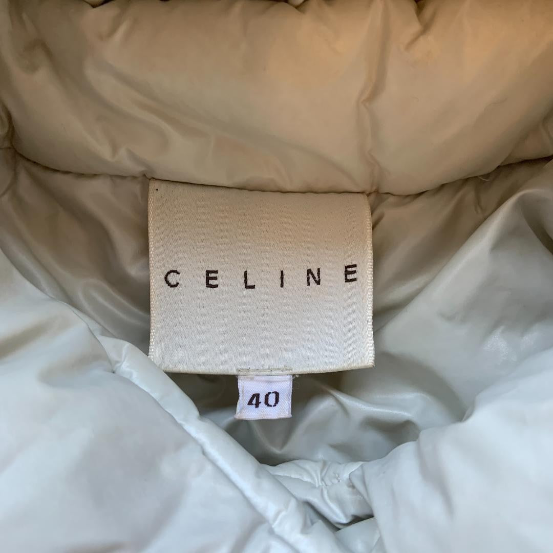 CELINE macadam embroidery metal zip pull padded coat (40)