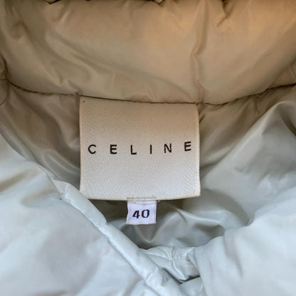 CELINE macadam embroidery metal zip pull padded coat (40)