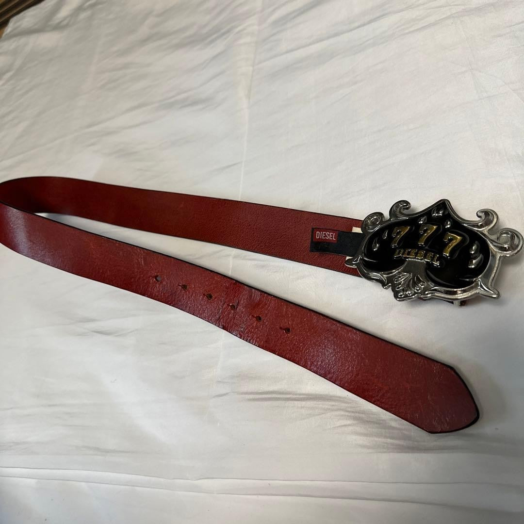 Diesel Men Belt Logo Triple 7 Vhtf Made In Italy Vhtf Rare Buckle Luxury Stylish