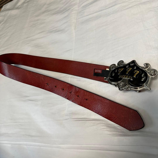 Diesel Men Belt Logo Triple 7 Vhtf Made In Italy Vhtf Rare Buckle Luxury Stylish