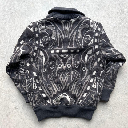 VINTAGE LONGHOUSE Thick Knit Cardigan Sweater Black L