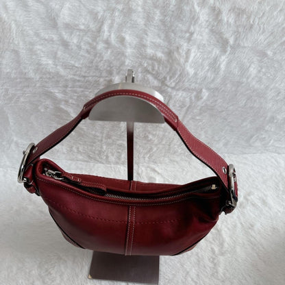 Coach SoHo One Shoulder Leather Bag Bordeaux Red Vintage Bucket Bag Auth