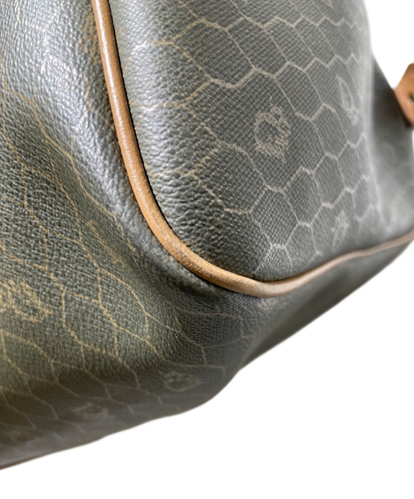 Dior Honeycomb Hand Bag Gray Canvas Leather Vintage Authentic