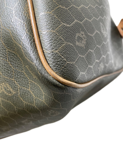 Dior Honeycomb Hand Bag Gray Canvas Leather Vintage Authentic