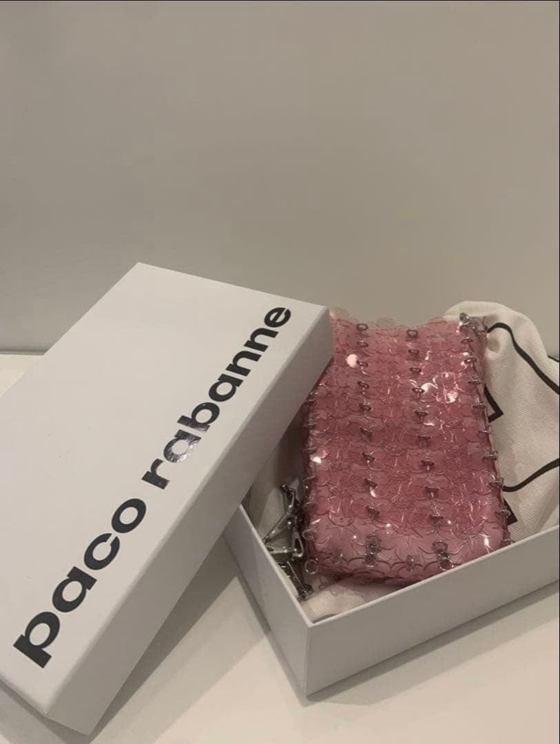 Paco Rabanne shoulder bag with chain, pink Women's Auth