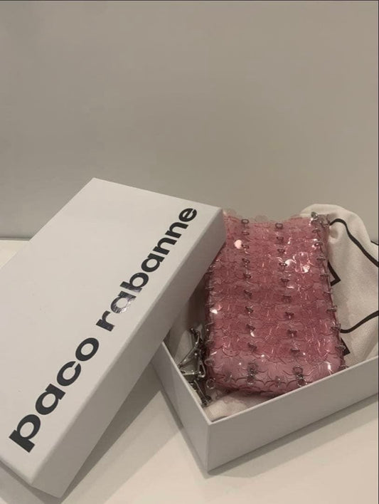 Paco Rabanne shoulder bag with chain, pink Women's Auth