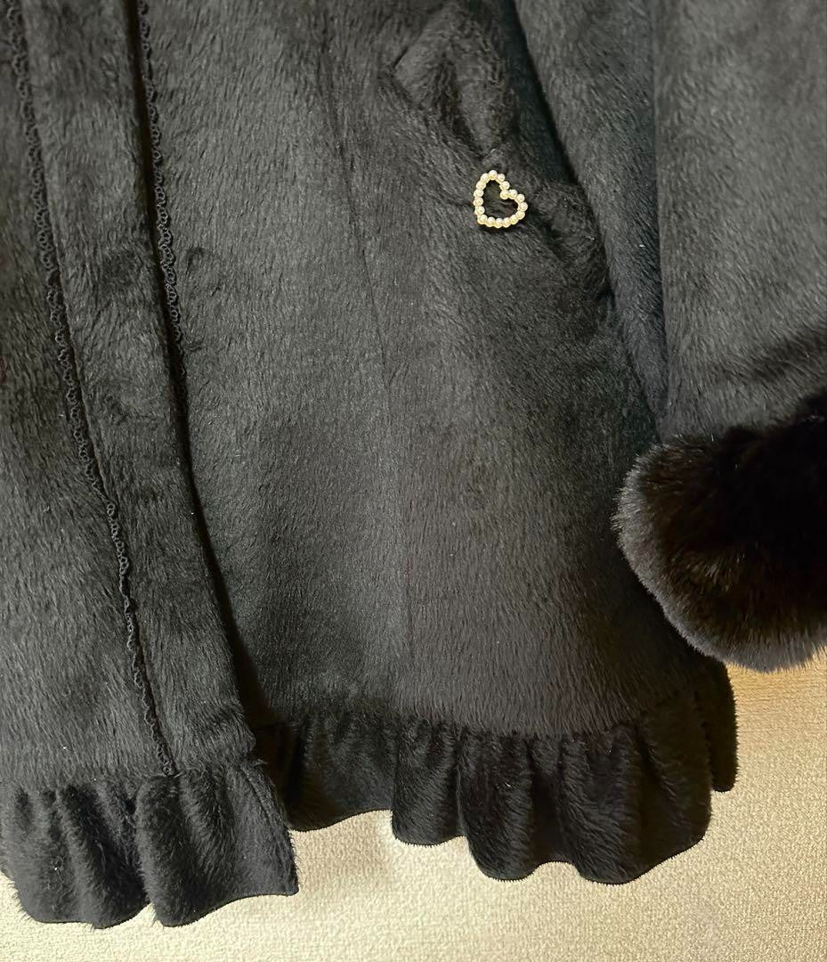 LIZ LISA Eco Fur Cord Ribbon Sailor Coat Black