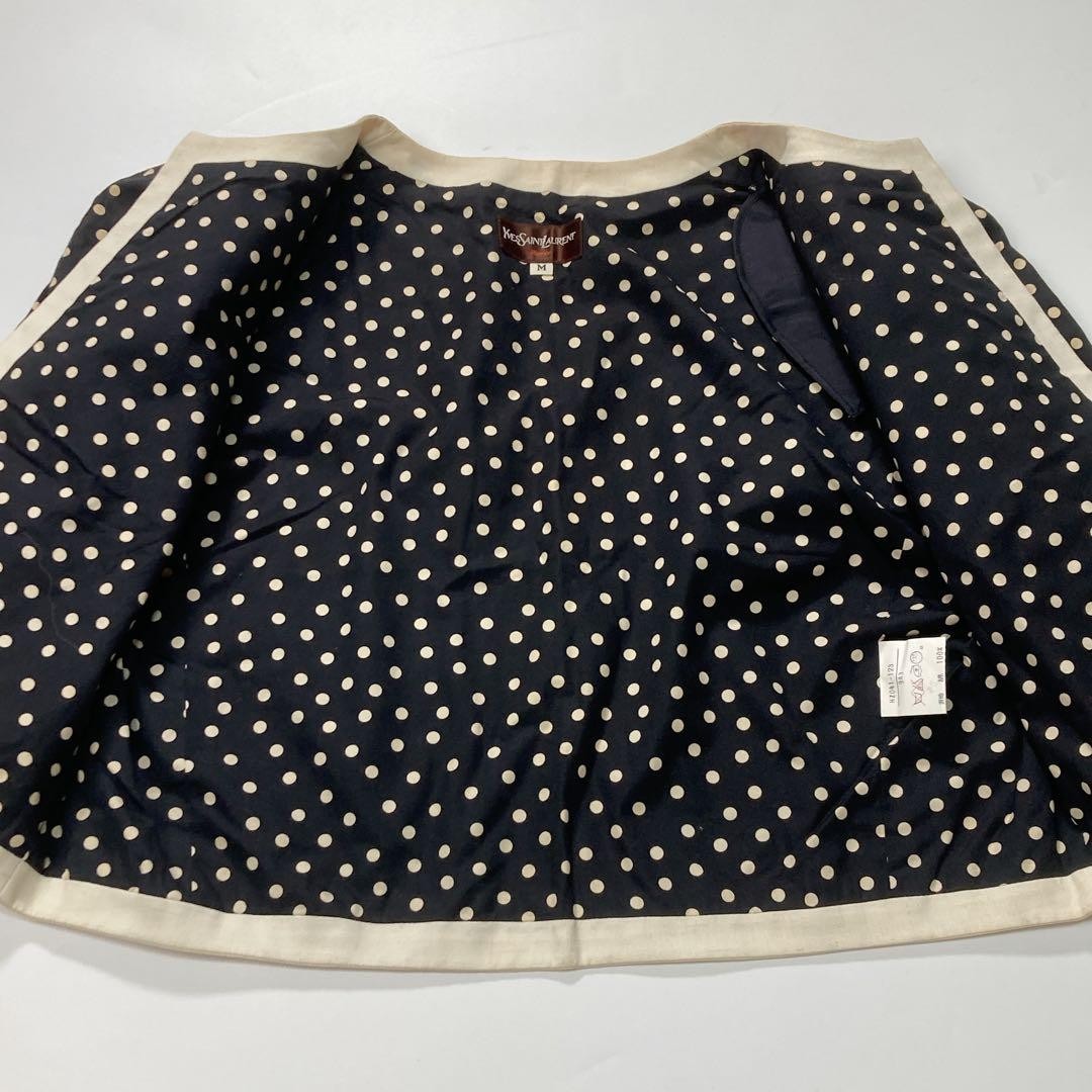 Yves Saint Laurent M Women Collarless Jacket Vintage Dot Stylish Clothing