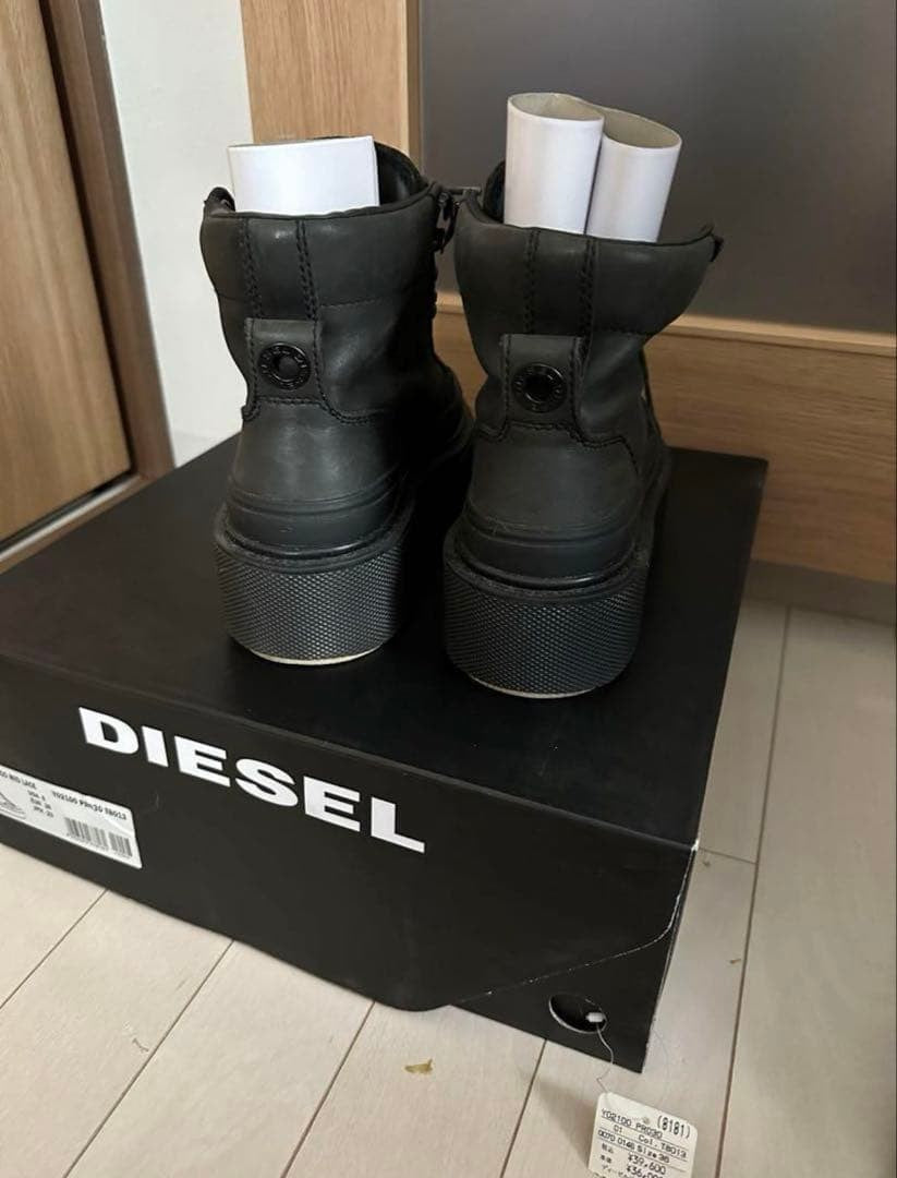 Diesel Women 6.0US Black High-Cut Sneakers Platform Sole With Box Luxury Casual