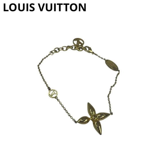 Louis Vuitton Bracelet M00372 Louisette Gold Bangle LV Logo Jewelry Women LE1211