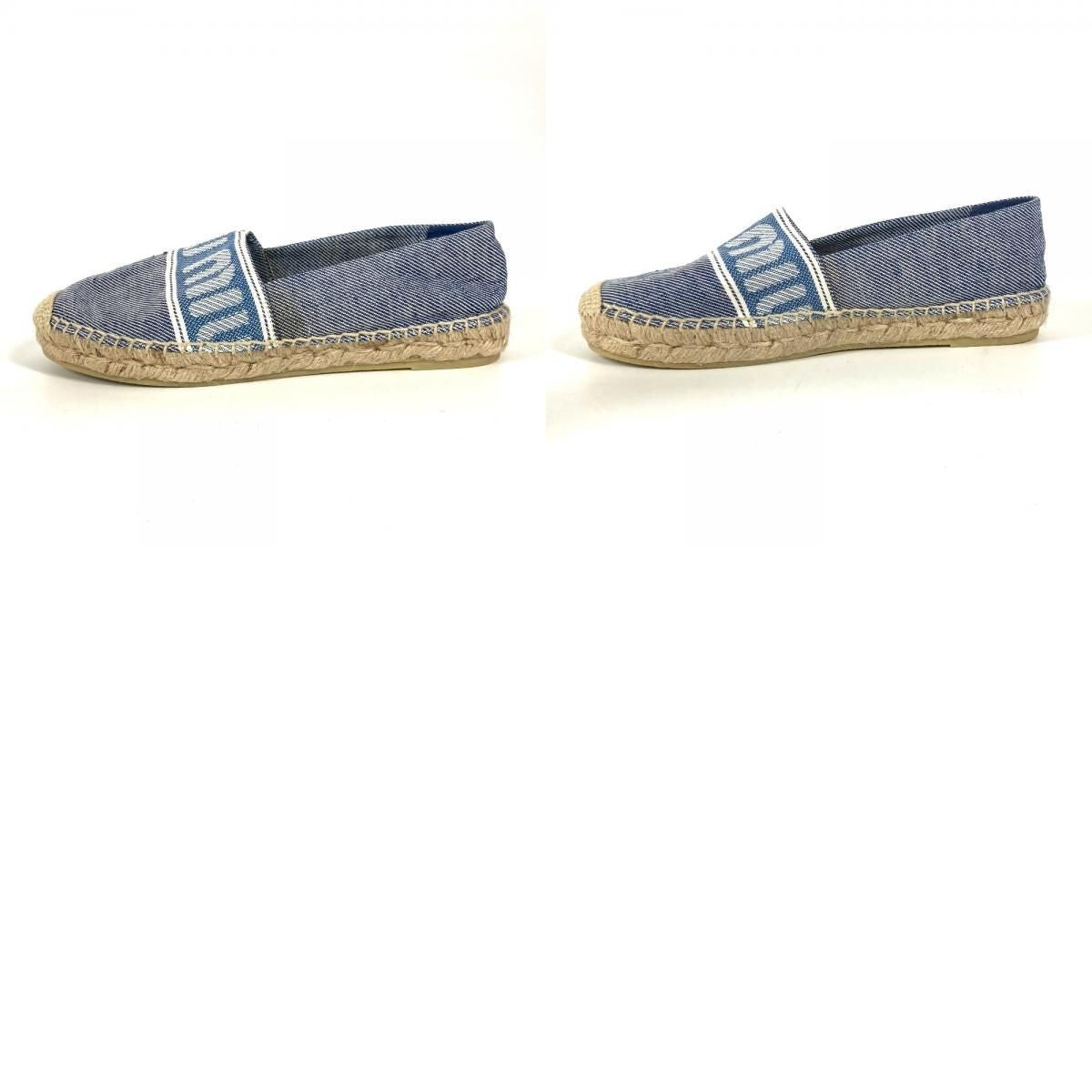 MIUMIU logo Shoes Slip-on Flats Espadrille cotton blue/White