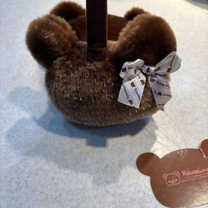Rare Rilakkuma Brown Sparkly Earmuffs Cute Plush Great Condition