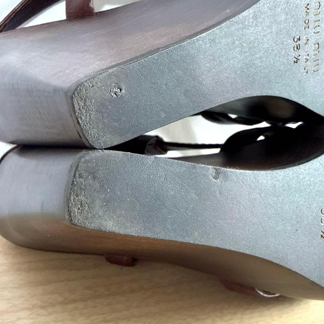 Rare Miu Miu Brown Leather Wedge Sandals 38.5 EU Beautiful Condition