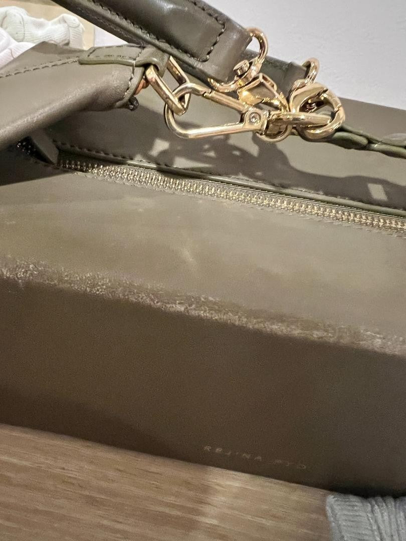 REJINA PYO Olivia Handbag Purse Leather in Olive Green w/Dust Bag USED Good Cond