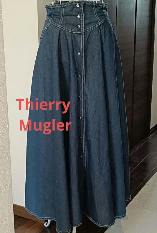 Archive Thierry Mugler 90s Star Button Long Skirt Vintage Used