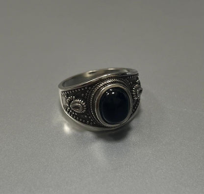 Sterling Silver 925 Ring with Onyx - Men's