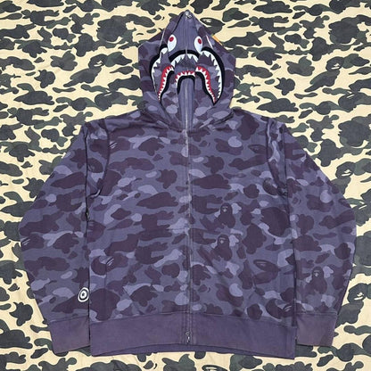 A Bathing Ape BAPE Double Shark Full Zip Hoodie Size XL Used