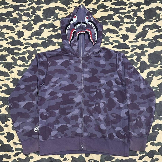 A Bathing Ape BAPE Double Shark Full Zip Hoodie Size XL Used