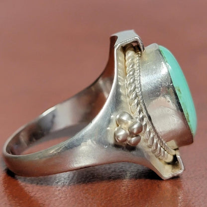 Vintage silver ring, turquoise, sterling silver (925), antique. US Size 8.5