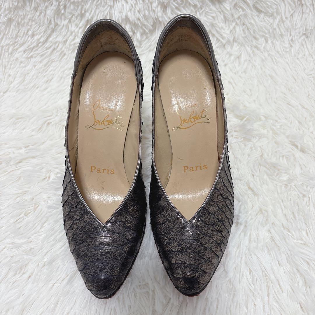 Rare Christian Louboutin Python Metallic Pumps Size 36 US 6 Red Sole Heels