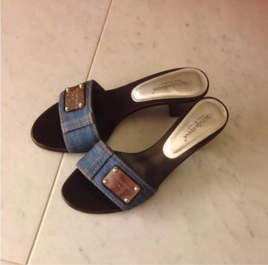 Dolce&Gabbana Women 6.0US Denim Mules Luxury Classic Stylish Italian Shoes Italy