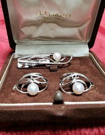 Mikimoto Tie Pin Cufflinks Pearl Silver 925 1 Point Storehouse