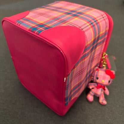 Sanrio Hello Kitty Locaron Pink Check Cosmetic Box Charm Plush Set New