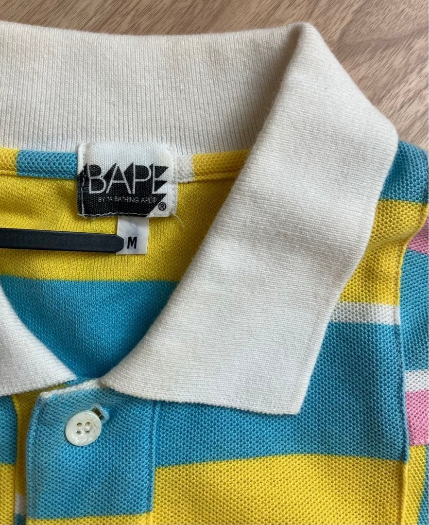 Bape Polo Shirt MEN Multi Patchwork Crazy Rainbow Excellent Used Size M