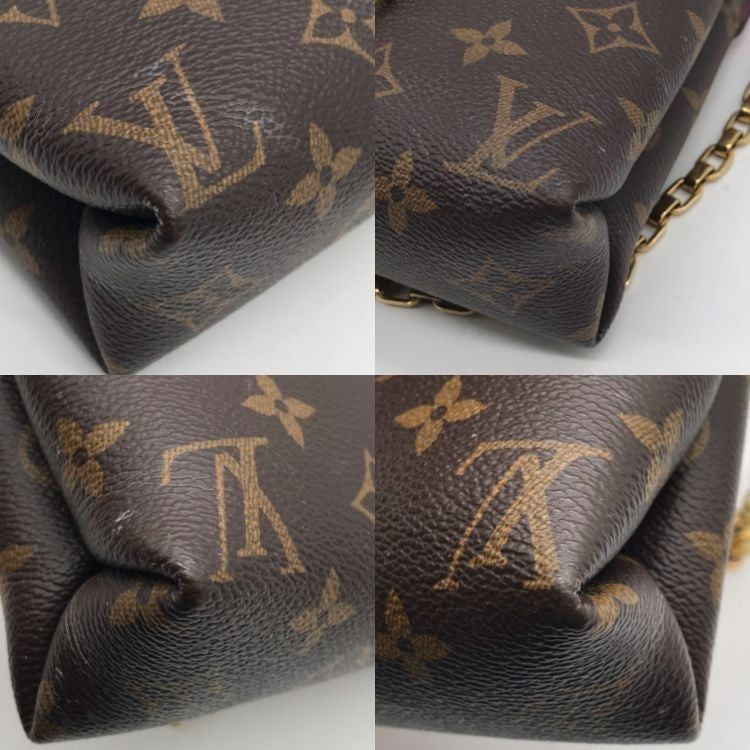 Louis Vuitton Monogram Pallas Chain Shoulder Bag Rose Brown Womens Authentic