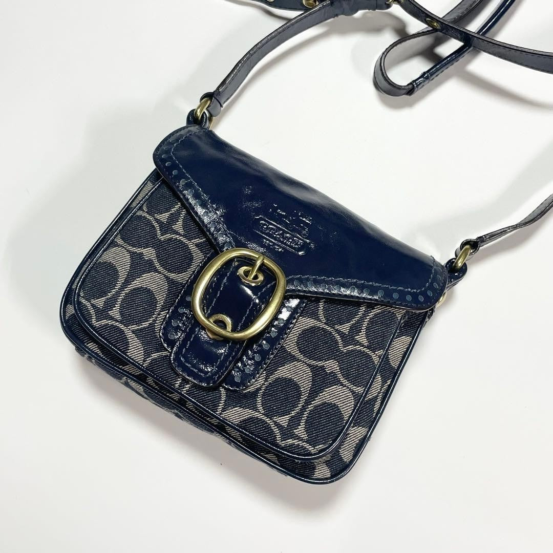 Coach Bleeker Legacy Denim Flap Bag Navy Denim Shoulder Bag Authentic