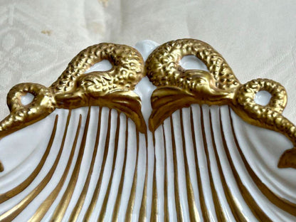 PORCELLANE VILLARI White Gold Shell Dish Plate 15.5cm x 12.5cm
