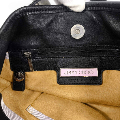 Jimmy Choo Scarlet Star Studded Leather Tote Bag Black Italy Auth Rare